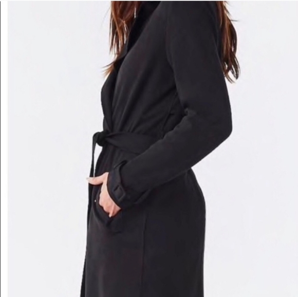 Faux Suede Trench Coat- Black 🖤 - Picture 5 of 9